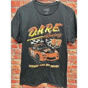 D.A.R.E. Racing 83 Keeping Kids Off Drugs Black Graphic T-Shirt Small Men New